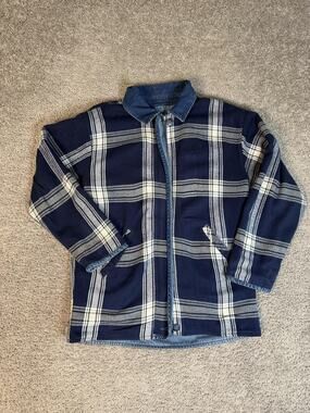Vintage Brandon Thomas Chore Jacket Mens M Blue Reversible Bomber Lined Denim